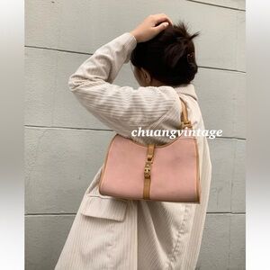 Auth🩷Vintage Gucci Pink and Tan Shoulder Bag